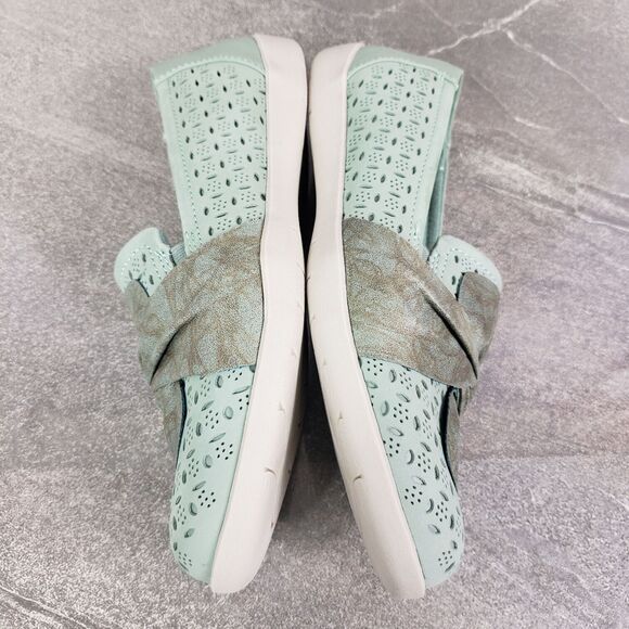 Earth Origins Shoes Size 7. 5 Green Perforated Nubuck Scarf Slip On Flats Finley - Picture 5 of 12